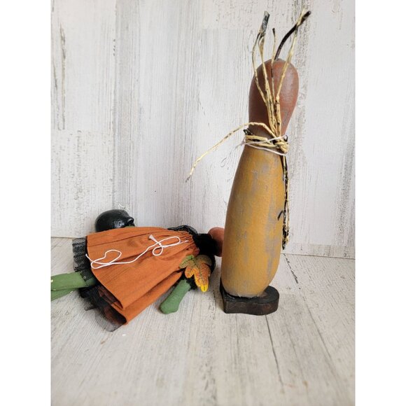 Vintage doll pumpkin jack of lantern primitive set Halloween gourd fall decor fi - Picture 7 of 7